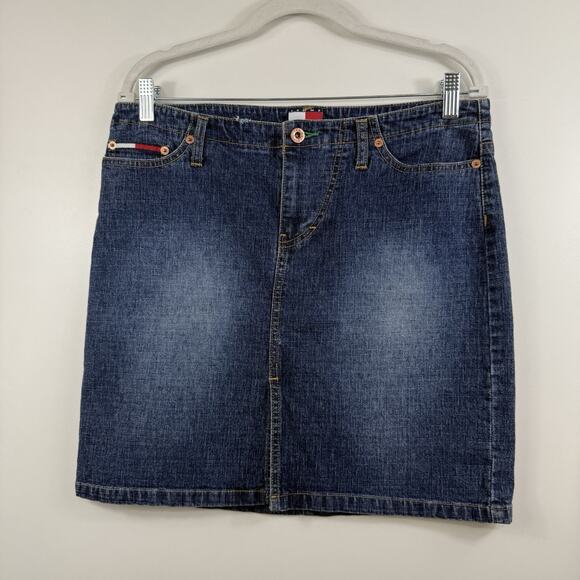 Y2K Tommy Jeans Vintage Denim Mini Skirt Size 13 Medium Wash Embroidered Pockets - Picture 10 of 10